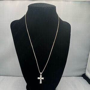 Silver Diamond Cross Necklace